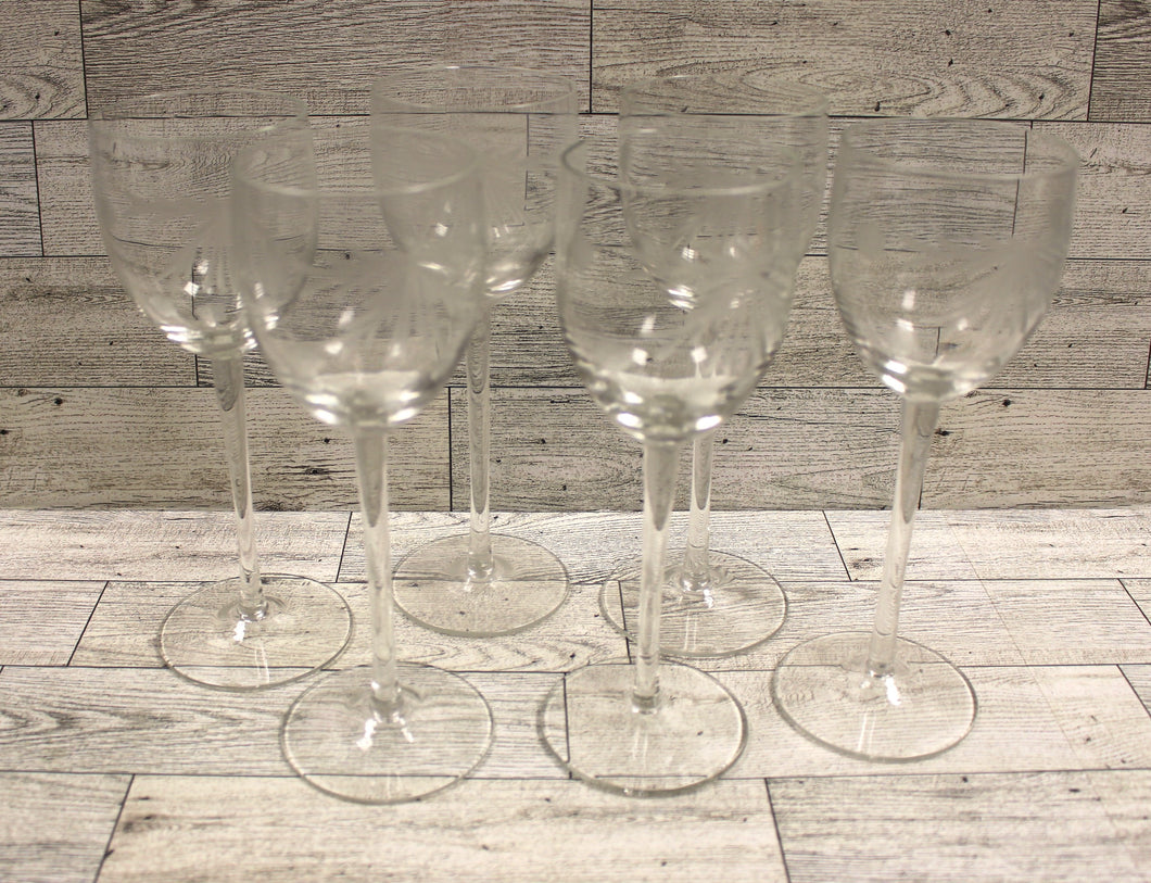 Toscany Crystal Romanian Wine Glasses Water Goblets - Set of 6 - Used