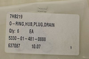 Pack of 6 Plain Encased Seal, Hub, Plug, Drain O-Ring, 7HB219, 5330-01-481-0888