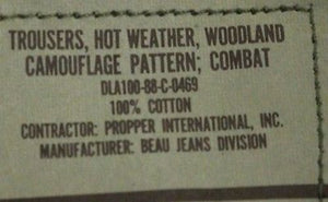 US Army Hot Weather BDU Woodland Trousers - XSmall Long - 8415-01-184-1343 - New