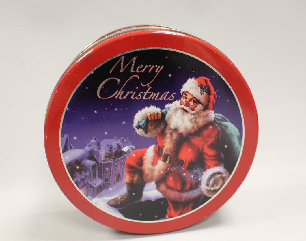 Merry Christmas Medium Santa Tin - Used