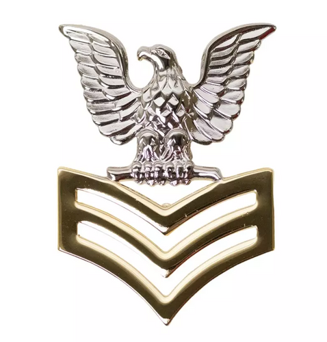 Vanguard Navy Cap Device E-6 Good Conduct (Silver Eagle with Gold Chevron) - New