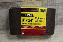 Load image into Gallery viewer, 3M 2Pak Medium 3&quot;x24&quot; Grinder Belt -New