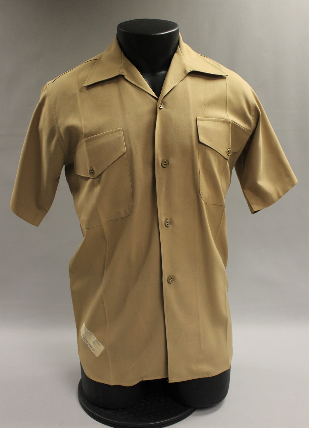 Creighton Marine Khaki Short Sleeve Button Up Shirt - Large - Used