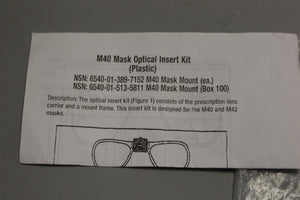 M40 & M42 Mask Optical Insert Kit - Plastic - 6540-01-389-7152 - New