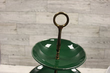 Load image into Gallery viewer, Vintage Ceramic MCM 3 Tier Tidbit Serving Tray - Green - Used