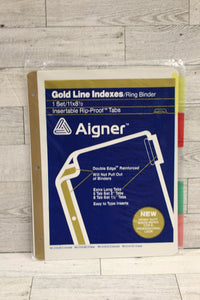 Aigner Gold Line Indexes Ring Binder 5 Clear Tabs -New