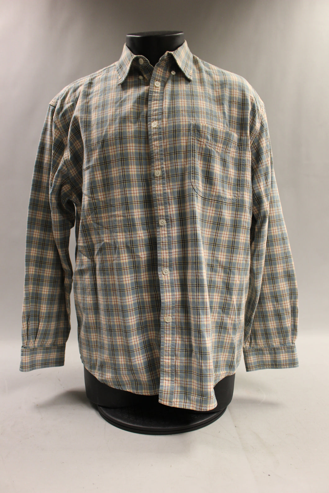 Men's Structure Long Sleeve Blue Plaid Shirt - Large - Used