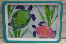 Load image into Gallery viewer, Turtle Ocean Themed Melamine Serving Tray - 14&quot; x 10&quot; - Picnic Beach BBQ - Used