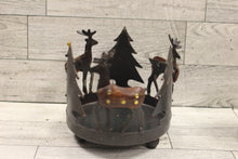 Load image into Gallery viewer, Metal &amp; Wood Reindeer &amp; Trees Candle Votive Holder with Candle - Christmas Decor