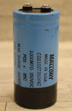 Load image into Gallery viewer, Mallory Capacitor - CGS102R350V4C - 100MFD 350VDC - 235-8721K - Used