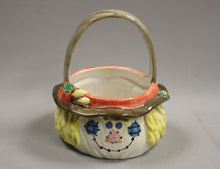 Load image into Gallery viewer, Ceramic Scarecrow Basket Bowl with Handle - Fall Thanksgiving - Used