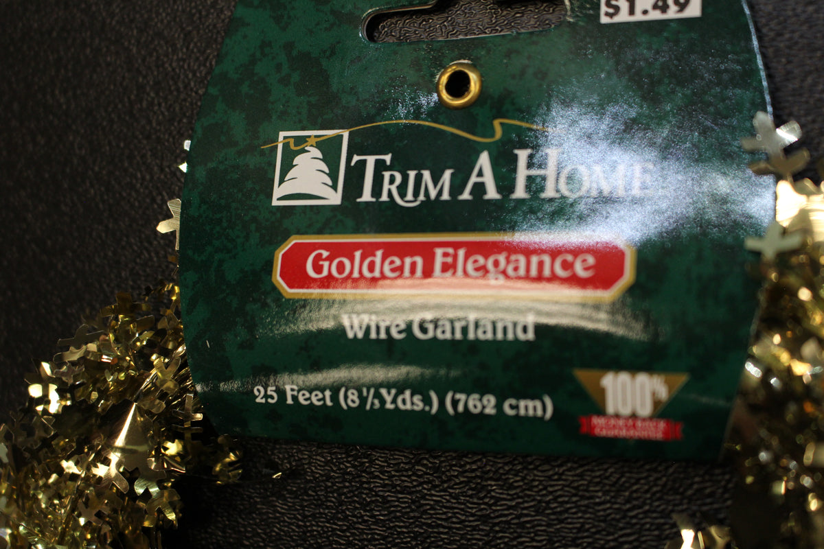 Trim A Home Golden Elegance Wire Garland - 25 Feet (8.5 Yards) - New ...