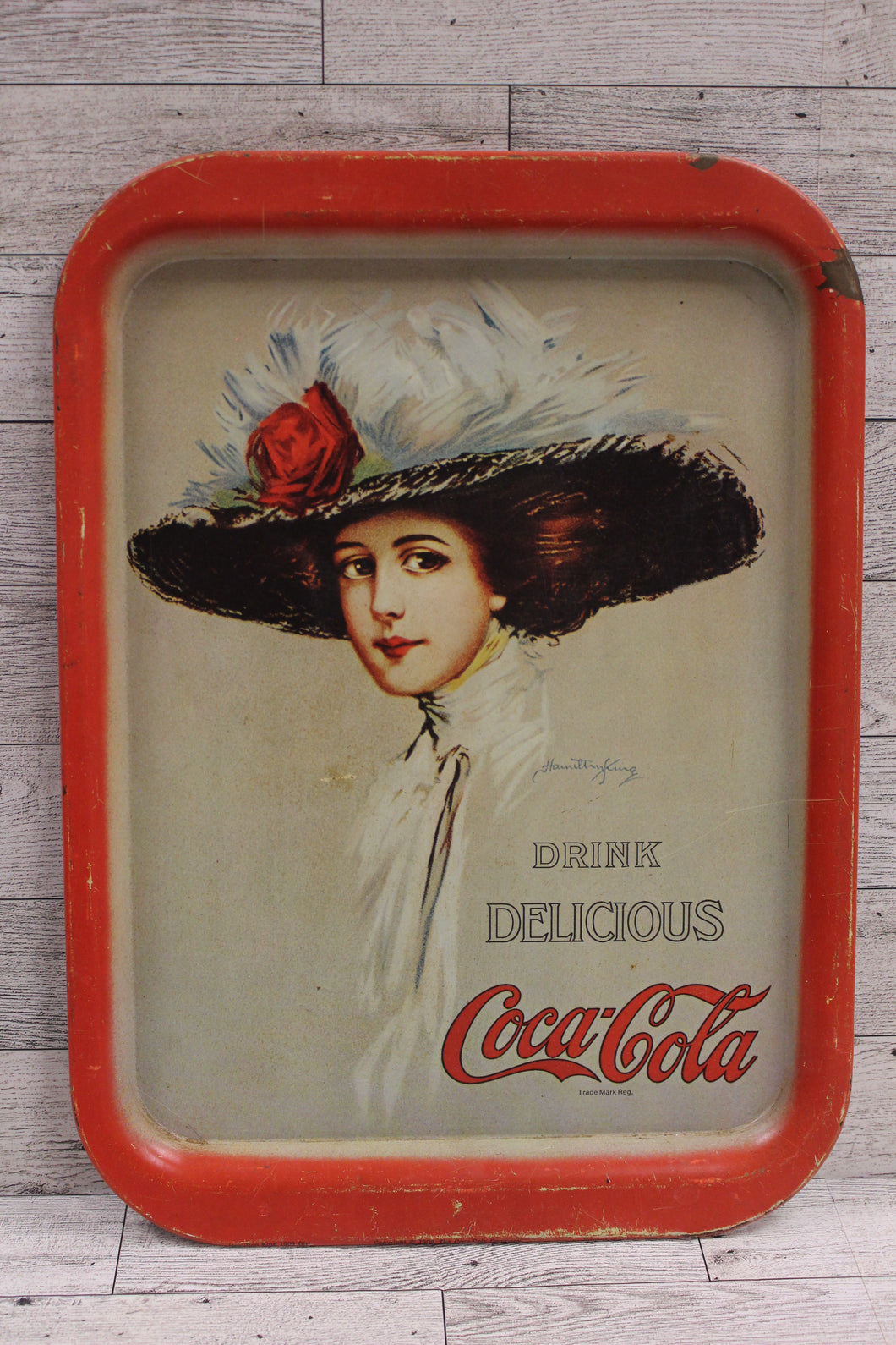 Coca Cola 1971 Hamilton King Drink Delicious Coca-Cola Coke Tray Sign - Used