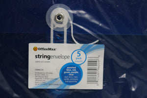 OfficeMax Poly Filing Button String Envelope - Assorted 5 Pack - 10x6 - New