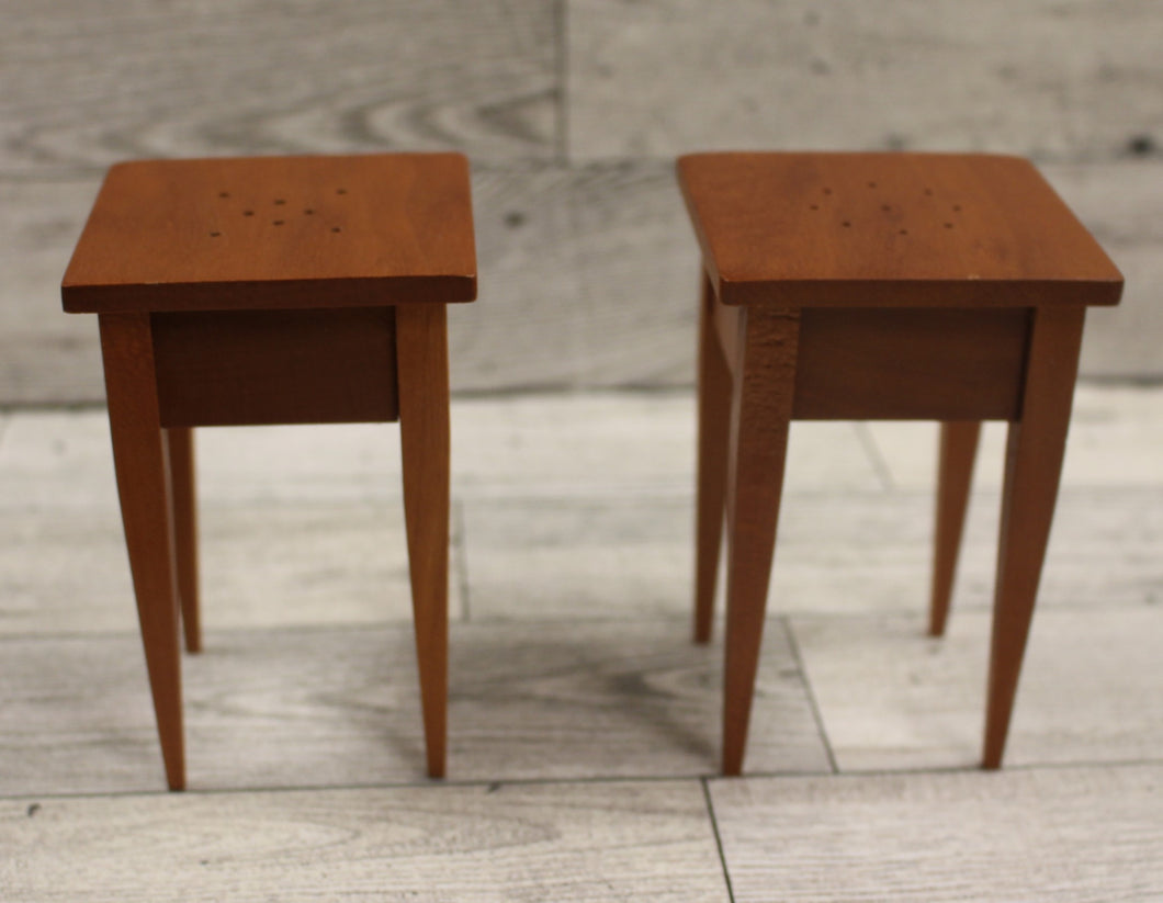 Miniature Wooden End Table Salt Pepper Shakers - Furniture Design - Used