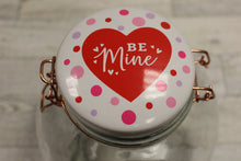 Load image into Gallery viewer, Destination Holiday Valentine&#39;s Day &quot;Be Mine&quot; Glass Penny Candy Jar -Used