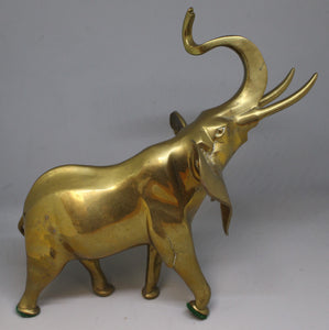 Vintage Solid Brass Elephant Statue Figurine - Made in India - 9.5" T x 10" L