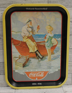 Coca-Cola Coke "Sea Captain" Tray - Through All The Years 1886-1936 - Used