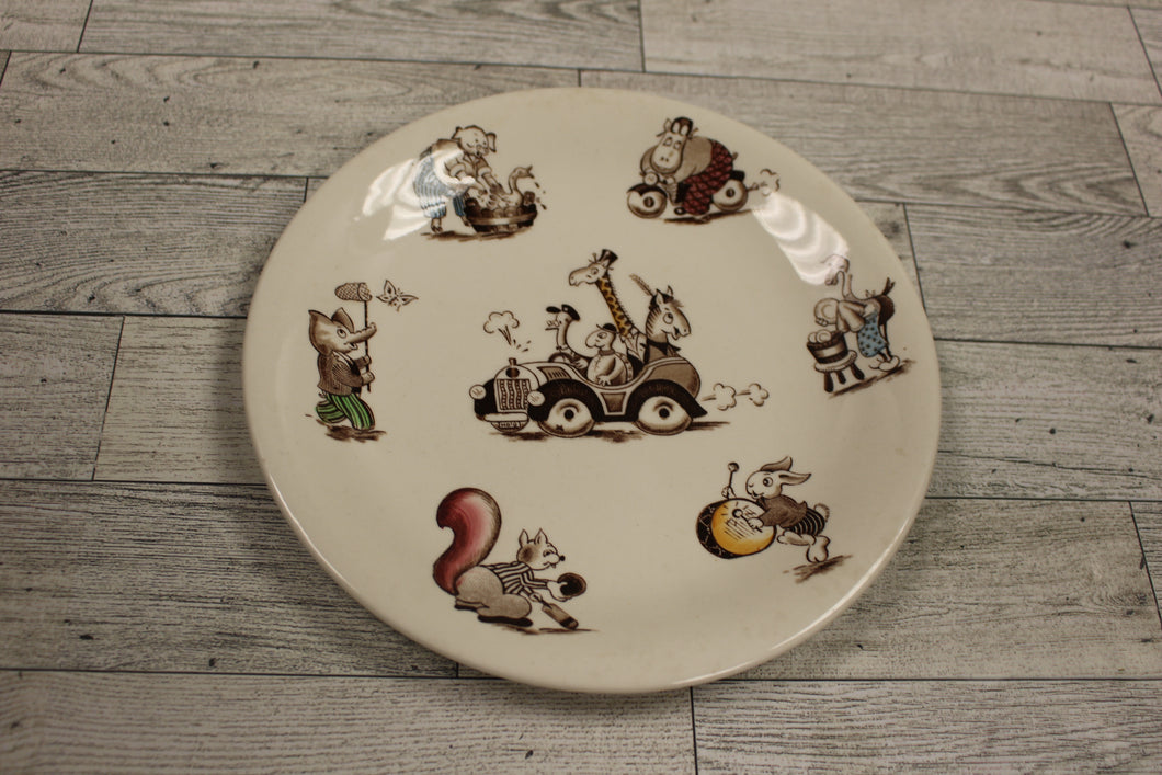 Vintage Johnson Brothers Playtime Whimsical Childs Plate - Used