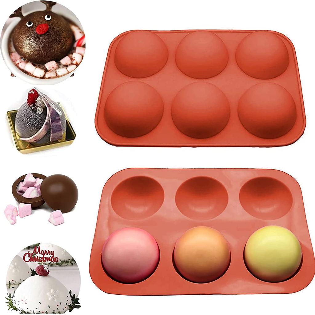 Half Sphere Chocolate Silicone Mold Tray Jelly Bombe Cake - Makes 3 Spheres Red