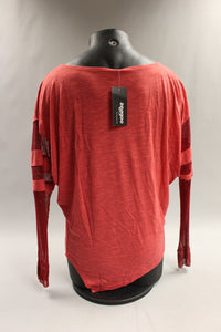 Zeagoo Women's Boat Neck Mesh Sleeve Shirt Size L -Red -New