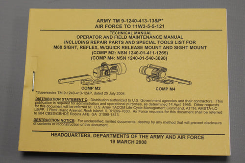 Manual & Parts for M68 Sight Reflex with Quick Release Mount & Sight Mount