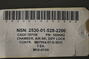 Air Brake Chamber, NSN: 2530-01-528-2290, P/N:1000962, New!