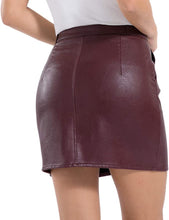 Load image into Gallery viewer, Tagoo Women&#39;s Leather Midi Zipper Skirt - Maroon - Small - New