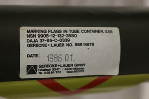 Vintage Military Marking Flags in Tube Container - Gas/Atom/Bio - 9905-12-132-0339 - Date 1986 - Used