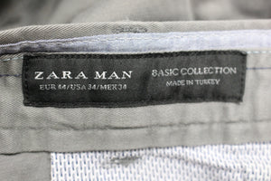 Zara Man Basic Collection Mens Chino Skinny Pants Sand Gray Khaki- Size 34