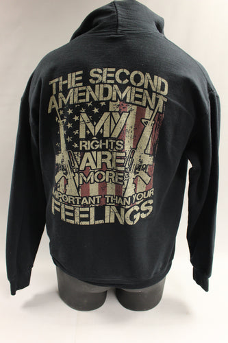 Men's Second Amendment Rights Pull Over Hoodie -Black -Medium -Used