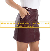 Load image into Gallery viewer, Tagoo Women&#39;s Leather Midi Zipper Skirt - Maroon - Small - New