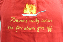 Load image into Gallery viewer, &quot;Dinner&#39;s Ready When the Fire Alarm Goes Off&quot; Apron - Red - Used