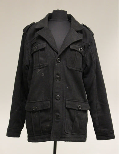 BKE 67 Black Lined Button Up Coat. Medium