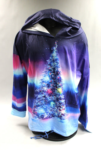 Women's Sheilay Christmas Tree Hoodie - Size: 3XL - Dark Blue - New