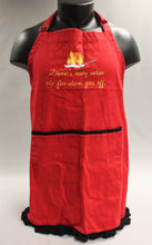 Load image into Gallery viewer, &quot;Dinner&#39;s Ready When the Fire Alarm Goes Off&quot; Apron - Red - Used