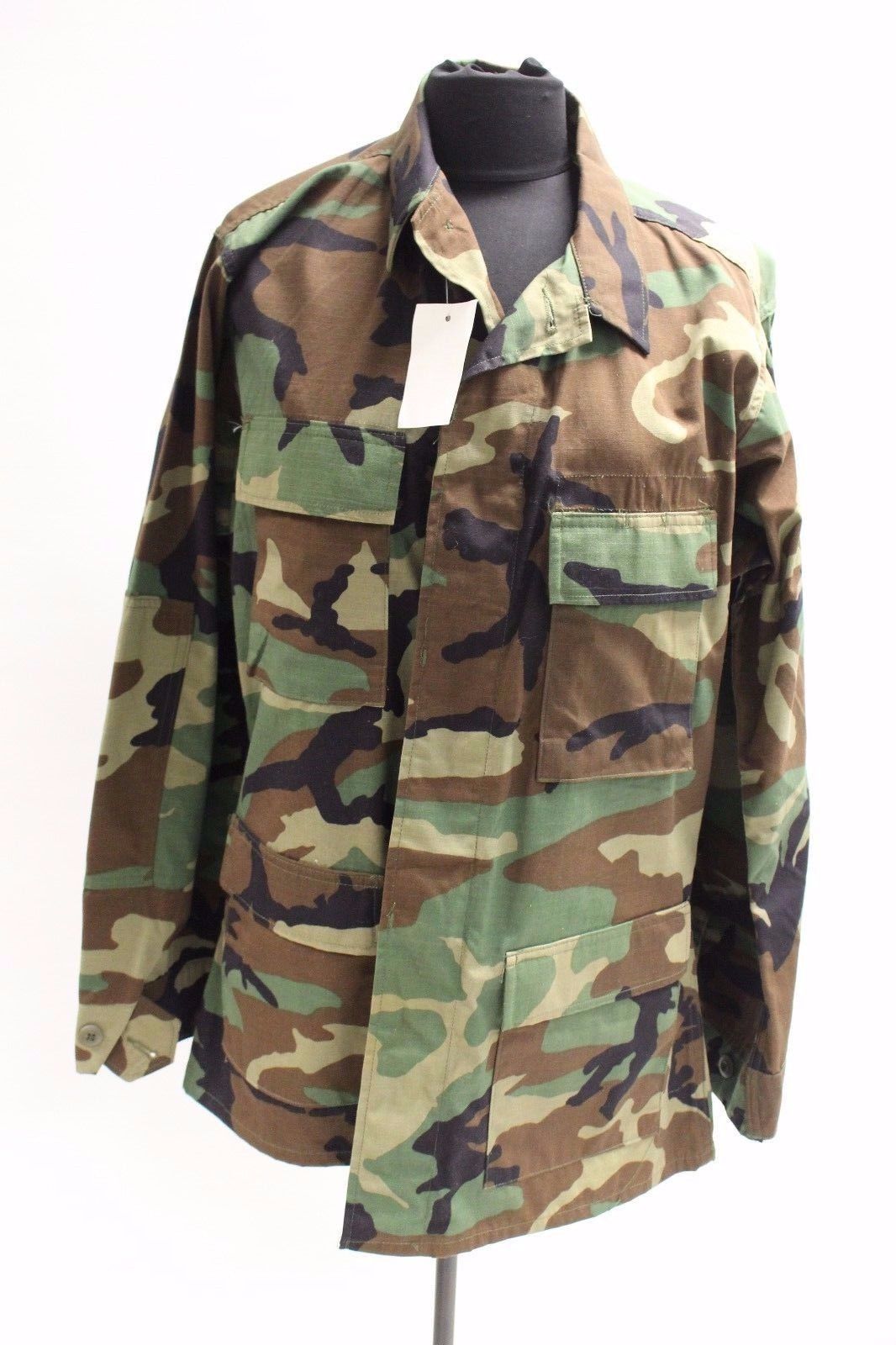 US Army BDU Woodland Ripstop Combat Coat - Large Short - 8415-01-390-9648 -  New