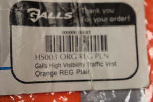 Galls High Visibility Traffic Vest, Orange, Regular Plain, New