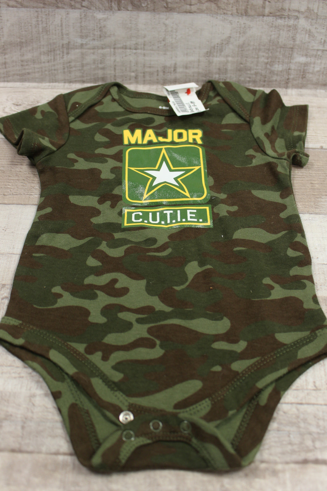 Major Cutie Body Suit 6-9 Month  -Camo -Used