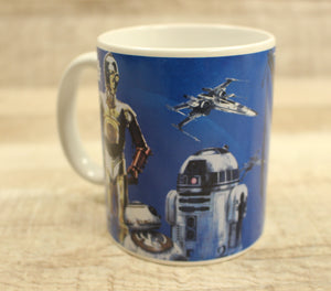 Blue Galerie Star Wars Coffee/Tea Cup/Mug - With Chewbacca, Finn, C-3PO, R2-D2, BB-8 - New