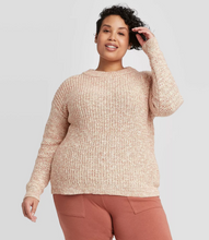 Load image into Gallery viewer, Ava &amp; Viv Women&#39;s Plus Size Crewneck Pink Multi Texture Pullover Sweater - 1X - New