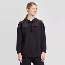 Load image into Gallery viewer, Prologue Women&#39;s Velour Blocked Hooded Sweatshirt - Black - Large - New