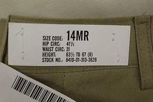 US Military Women's Khaki Pants Trouser - 14MR Unhemmed - 8410-01-313-3826 - New