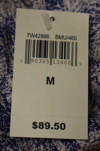 Lucky Brand Tie Front Top, Blue/Multi, Medium, New