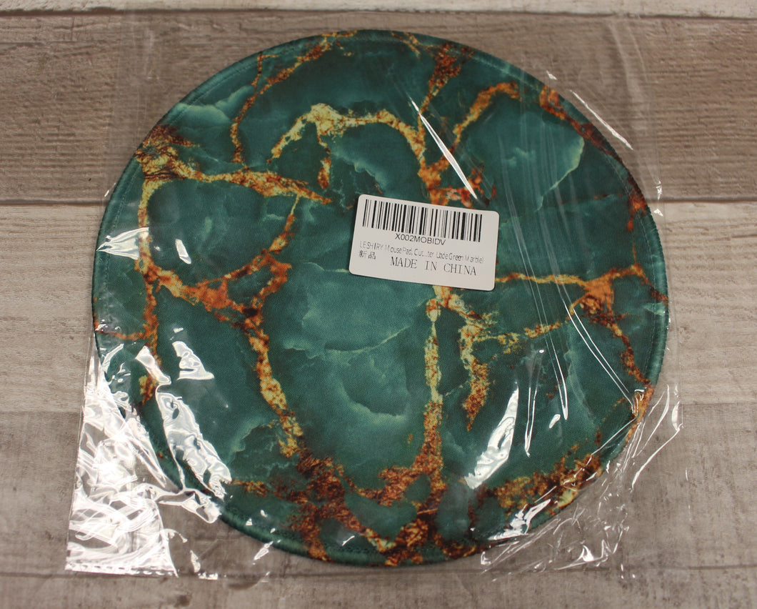 LESHIRY Circular Mouse Pad - Jade Green Marble Design - New