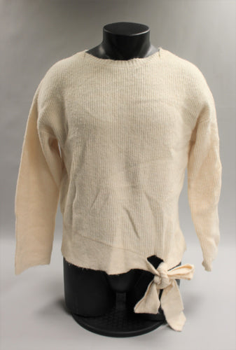 Women's Crew Neck Tie-Hem Pullover Sweater A New Day Cream Medium