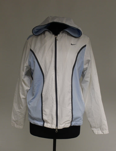 NIKE Womens Zip Up Jacket, Large (12 - 14), White/Blue