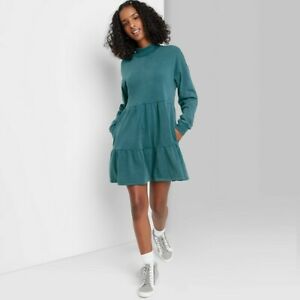 Wild Fable Women's Long Sleeve Cozy Sweatshirt Dress - XS S M L XL - Blue - New