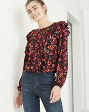 Load image into Gallery viewer, Wild Fable Women&#39;s Floral Print Long Sleeve Ruffle Blouse - Small - New