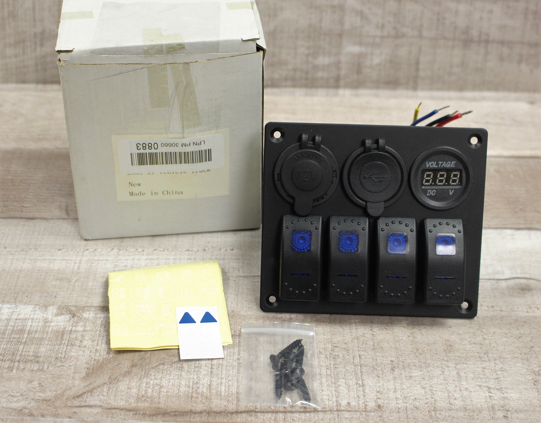 Jiaying Rocker Switch, Aluminum, Panel 4 Gang Toggle Switches with DC 5V 3.1A Dual